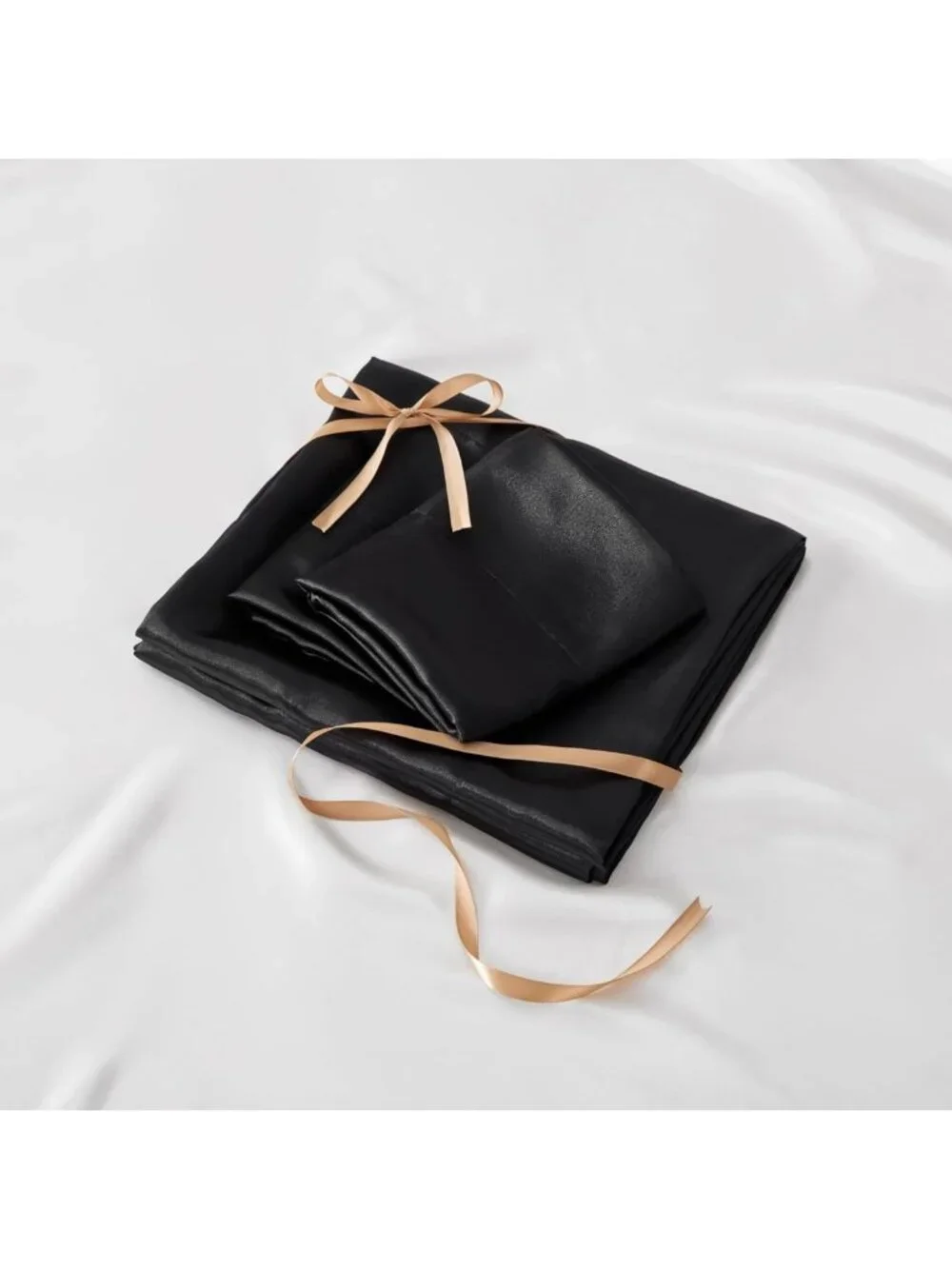 Luxury Black Satin King Size Sheet Set - Soft, Silky, Deep Pocket, 4 Pieces